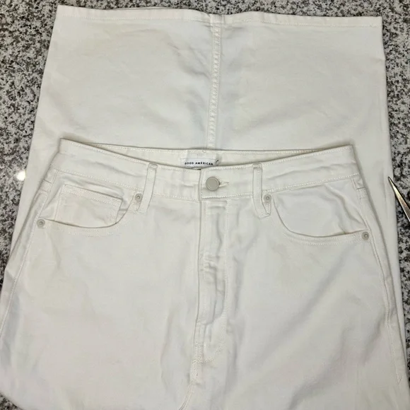 Good American Slit-Front Denim Midi Skirt - Cloud White, Size 10|30” - Picture 4 of 6